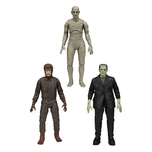 Universal Monsters Retro Glow-In-The-Dark Full Set of 3 7" Action Figures "Pre-Order Dec 2022 Approx"